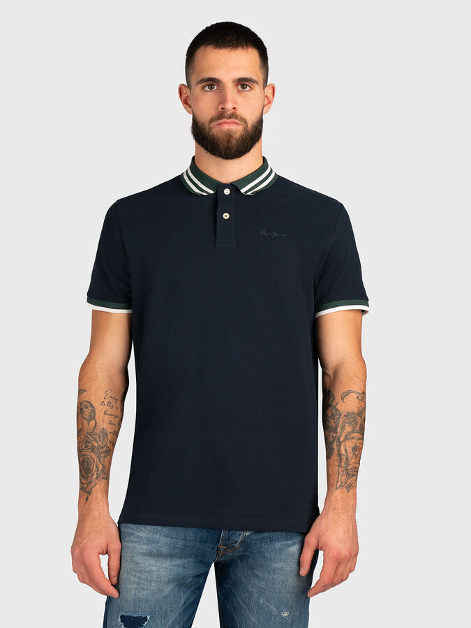 Cotton polo-shirt in dark blue color brand Pepe Jeans 