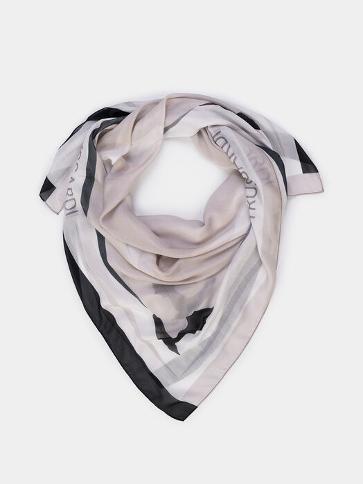 Silk blend logo scarf