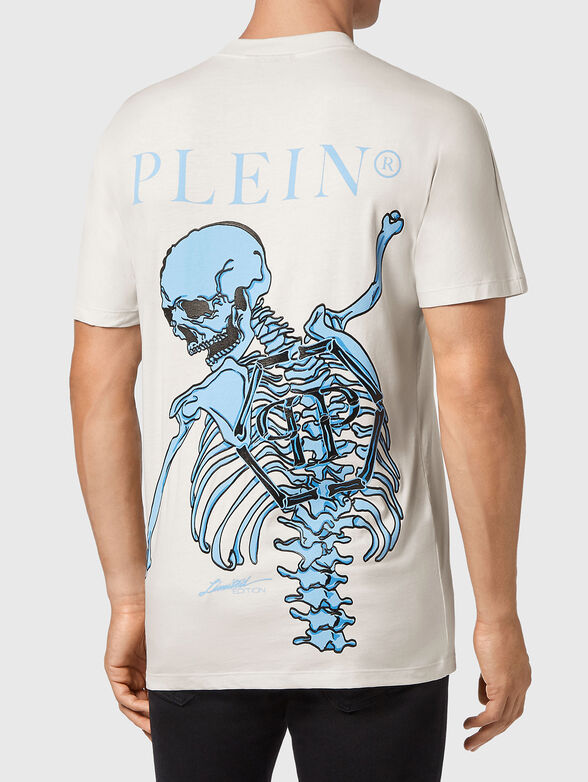 Beige cotton T-shirt with print on the back - 2