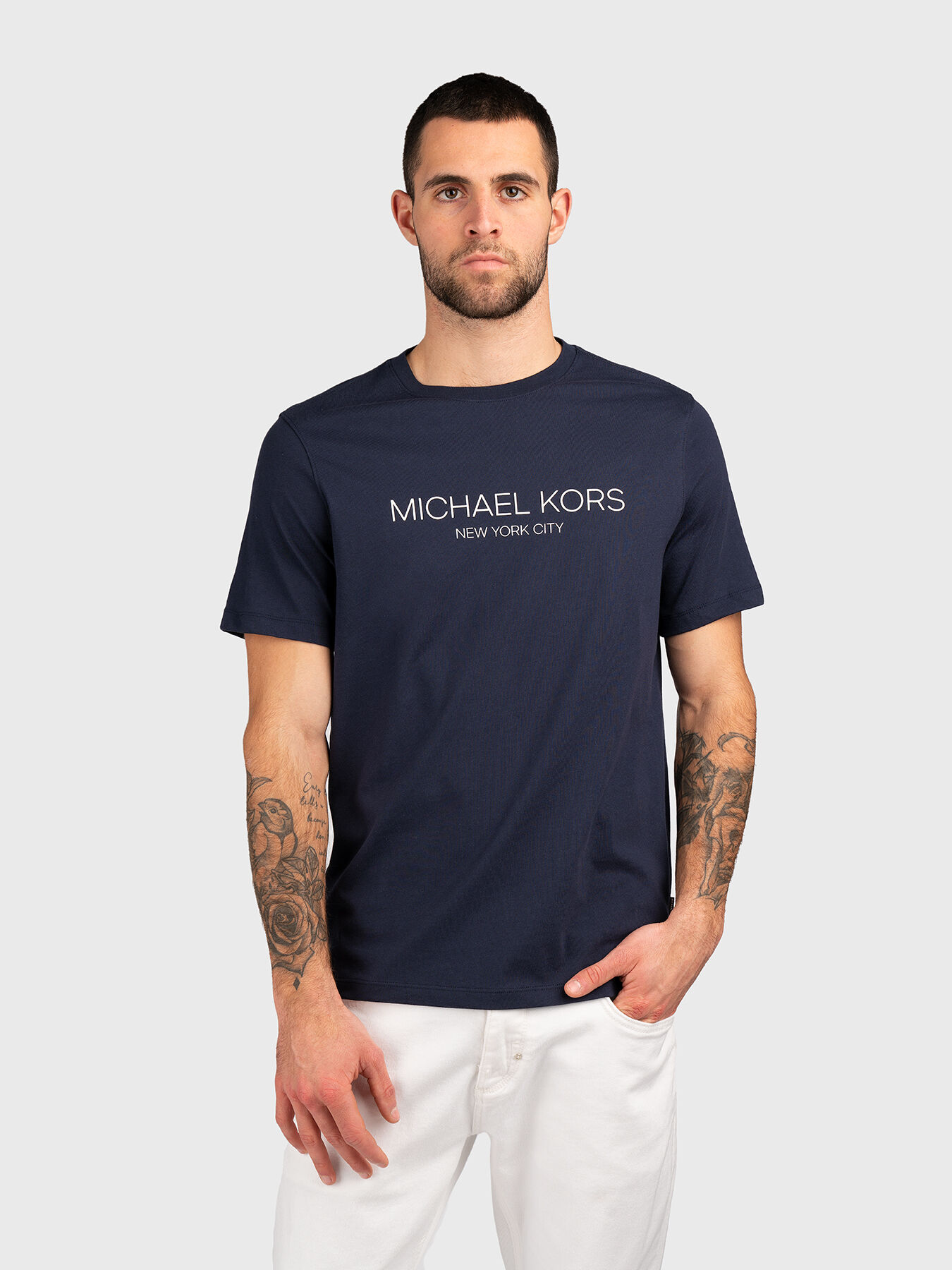 Logo print T-shirt in dark blue brand MICHAEL KORS