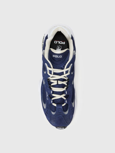 Dark blue sports shoes with suede elements - 5