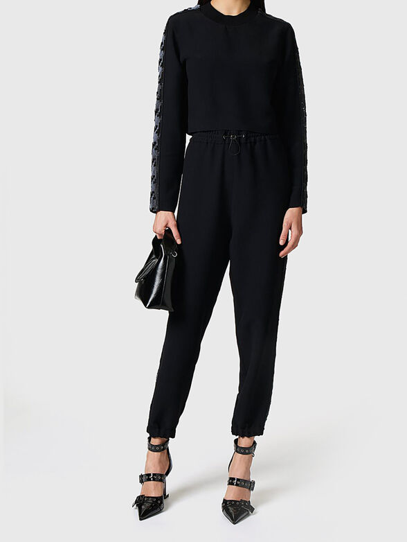 Cropped blouse with long sleeves - 1