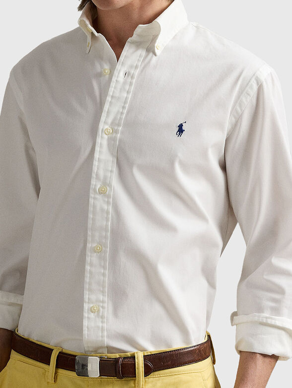 Cotton shirt with embroidered logo - 4