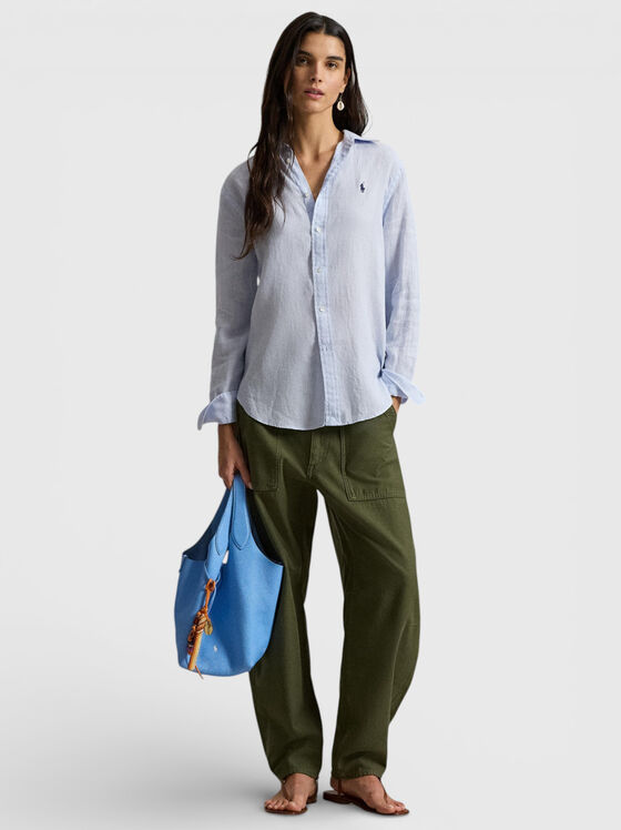 Риза от лен с лого бродерия - 1