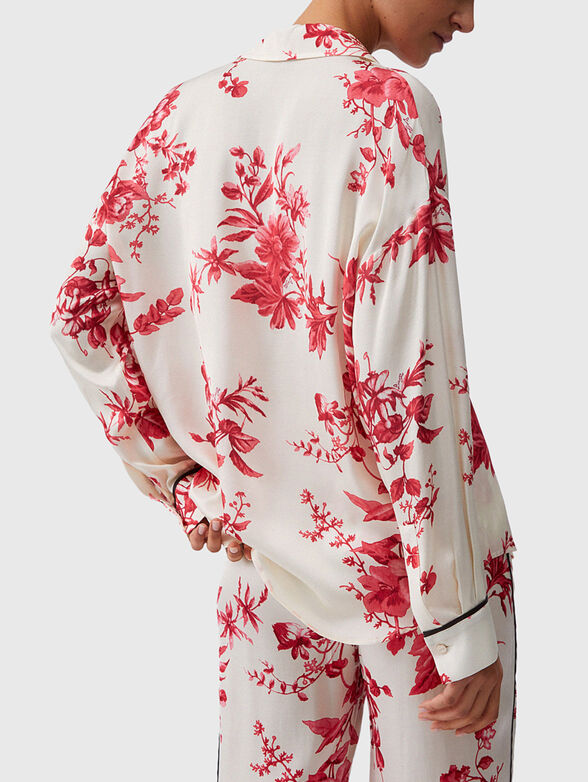 Satin shirt with floral print - 3