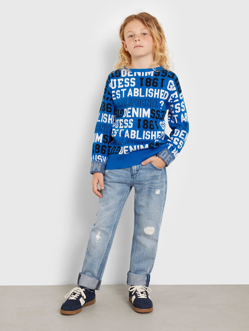 Straight cut jeans with accent rips  - 3