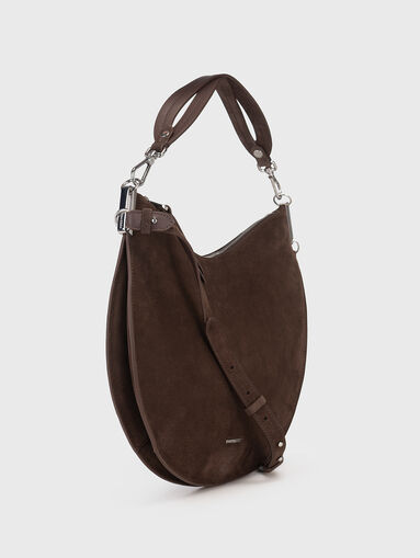 Suede bag with logo in brown - 5