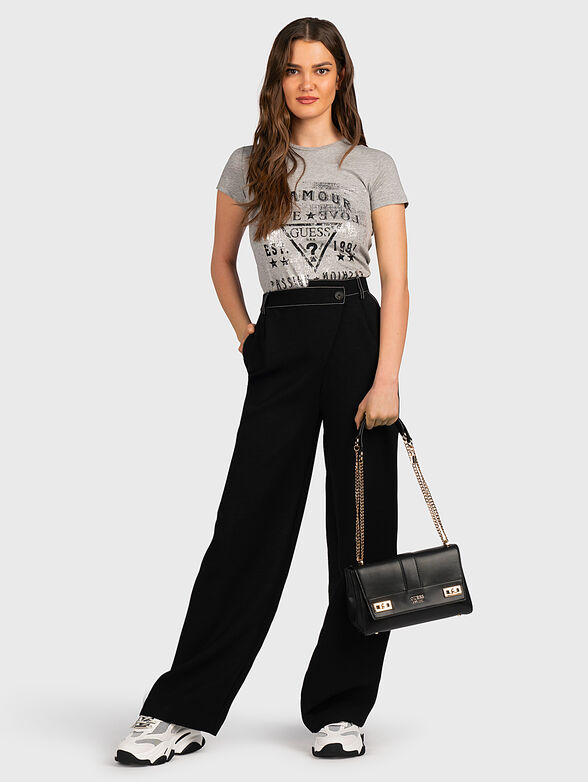 VARENNA black cotton T-shirt with logo print - 2