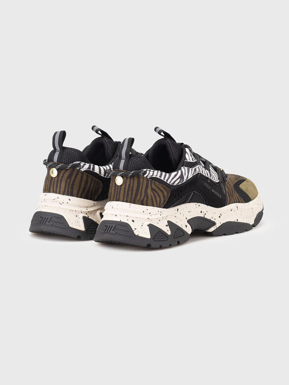 Sports shoes with animal print and suede details - 3