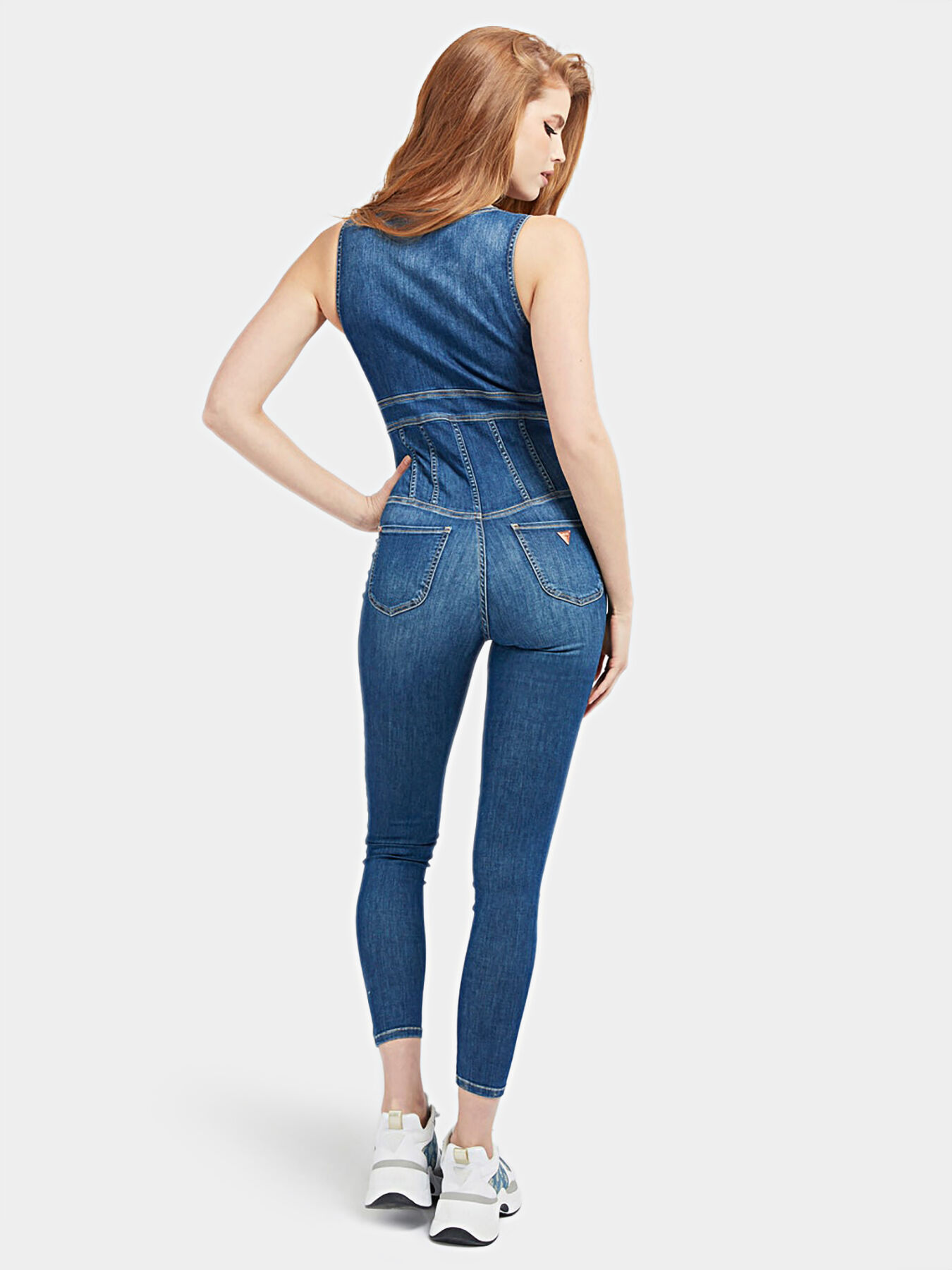 Guess bria online denim jumpsuit
