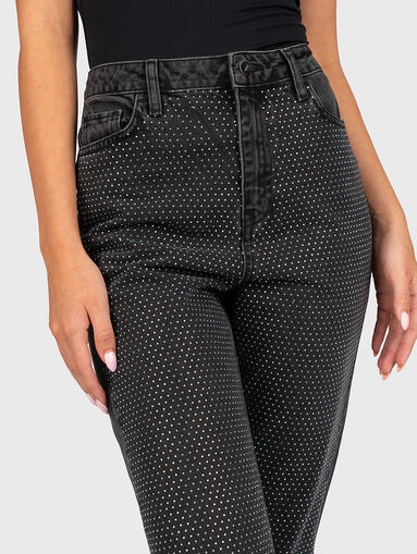High-waisted jeans with applied rhinestones - 3