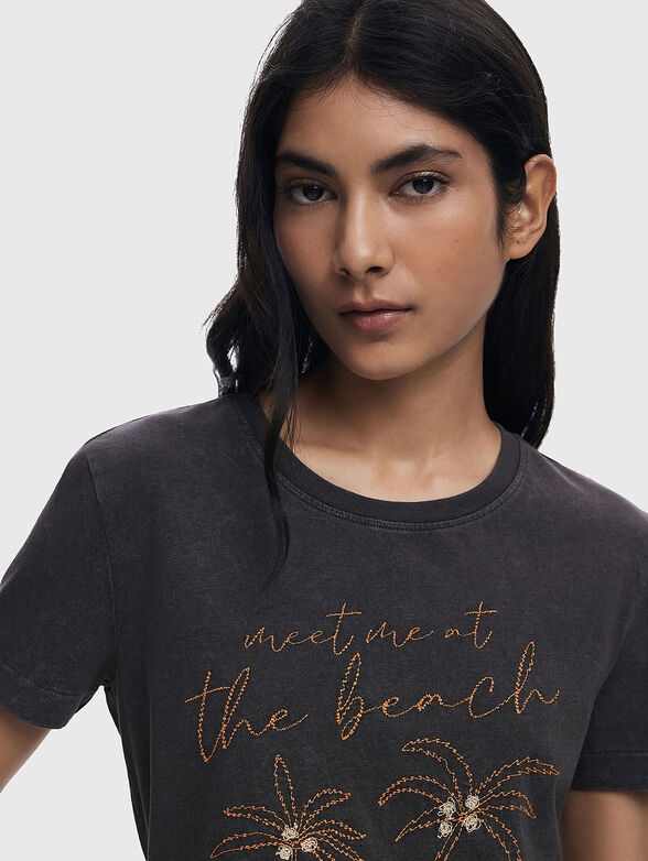 Cotton T-shirt with embroidery - 4