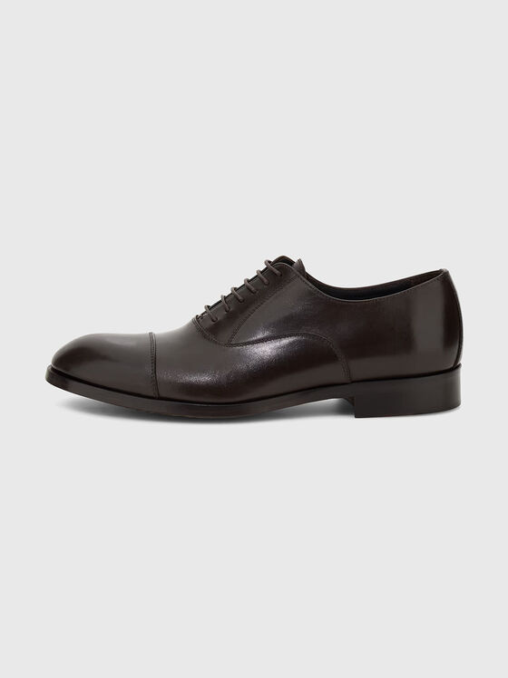 Dark brown leather Oxford shoes - 1