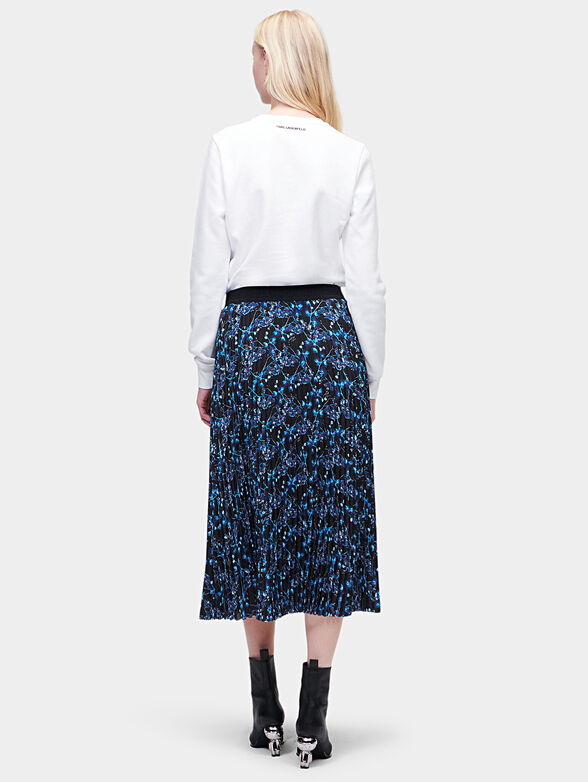 Pleated midi skirt with orchid print - 2