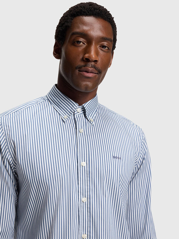 Striped cotton blend long sleeve shirt - 4