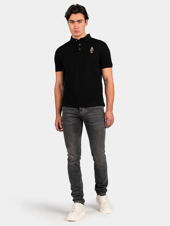 Black polo shirt with logo patch - 2