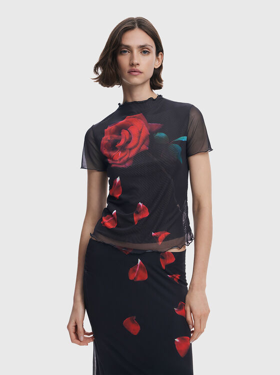 Тениска с флорален принт - 1