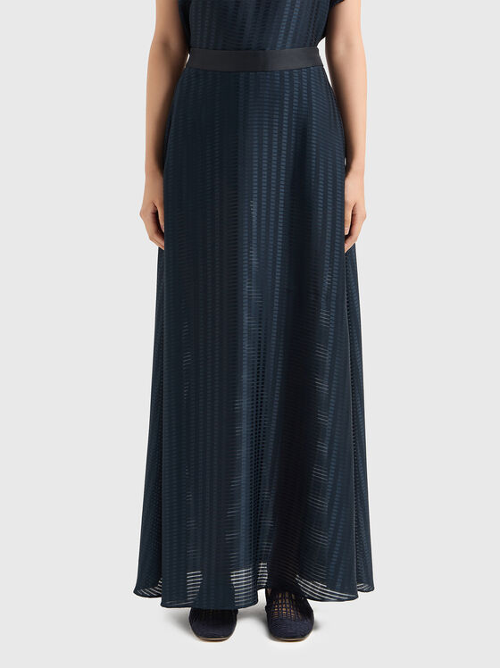 Maxi skirt with geometric design in dark blue  - 1