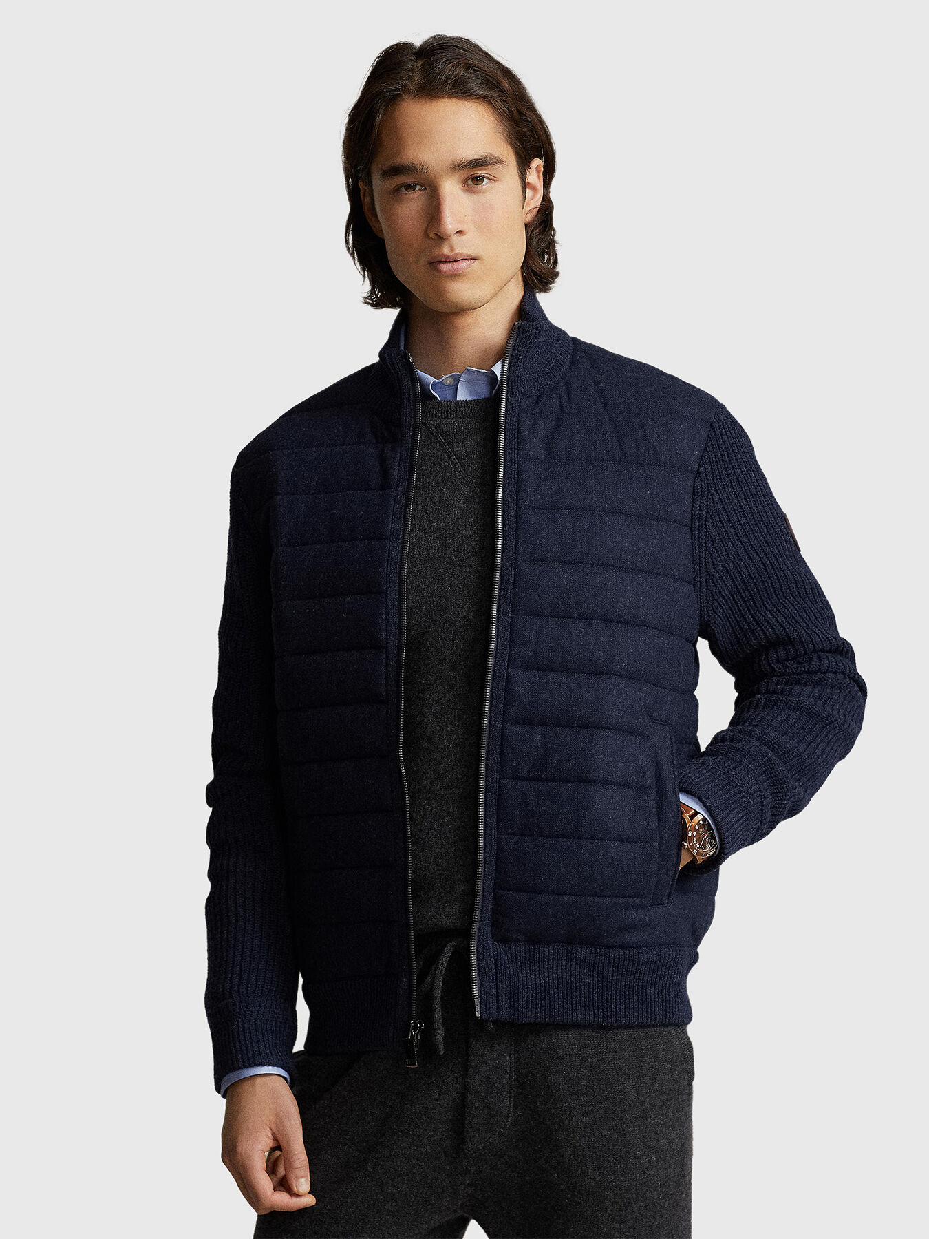 Cashmere blend jacket with knitted details brand POLO RALPH LAUREN Globalbrandsstore en