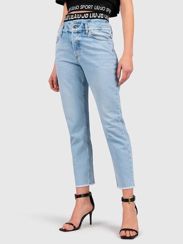 Jeans with contrasting logo branding - 1