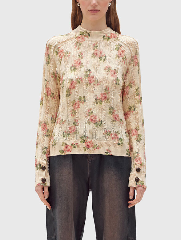 Wool blend sweater with oval neckline - 1