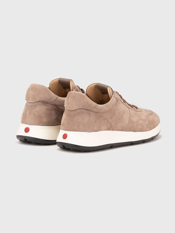 Suede sneakers in beige color - 3