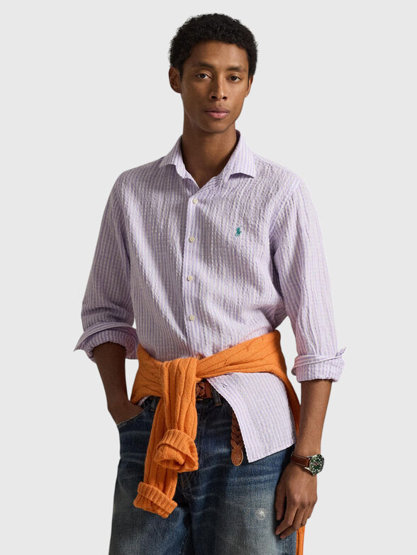Striped cotton and linen shirt - 1