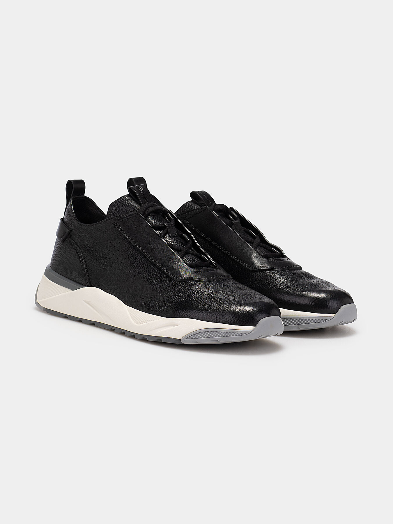 Cool leather debossed sneaker fw0fw04028 silver 000 top