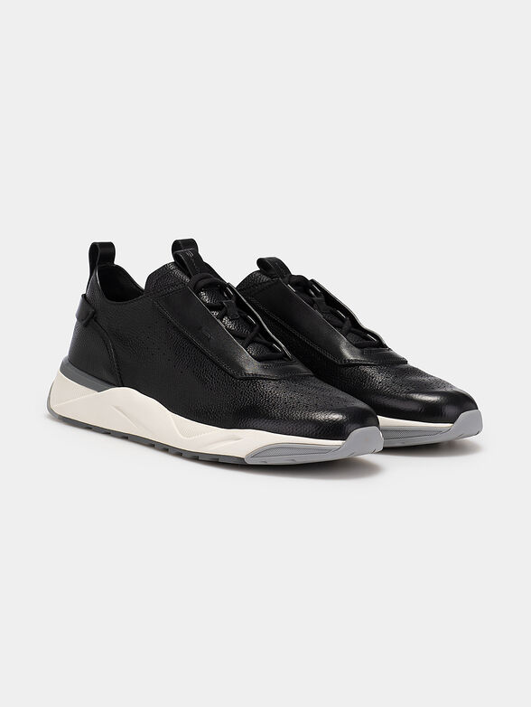 Leather sneakers in black color - 1