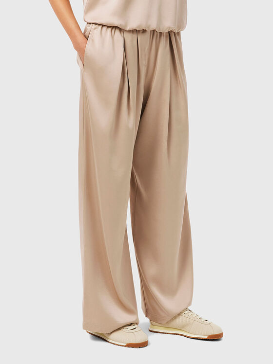 Satin pants with an elastic waistband - 1