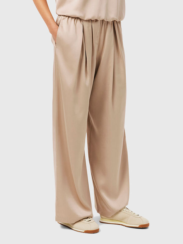 Satin pants with an elastic waistband - 1