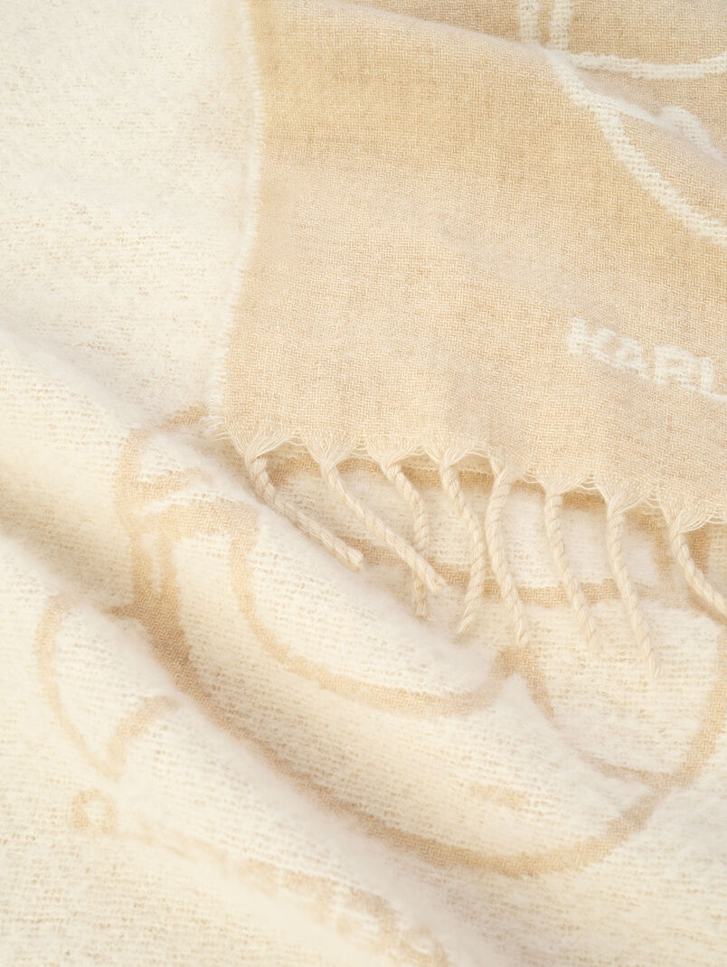 Wool blend scarf with embroidered logo - 3