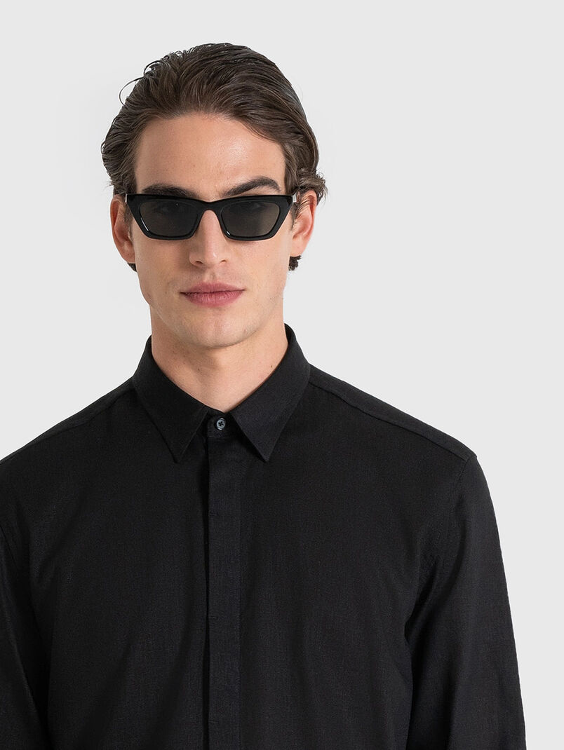 Black shirt in linen blend - 3