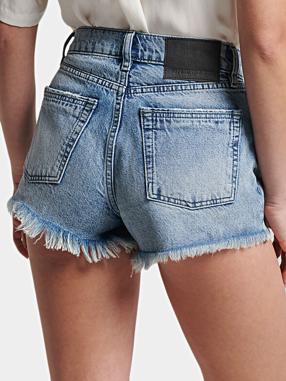 High-waisted denim shorts - 2
