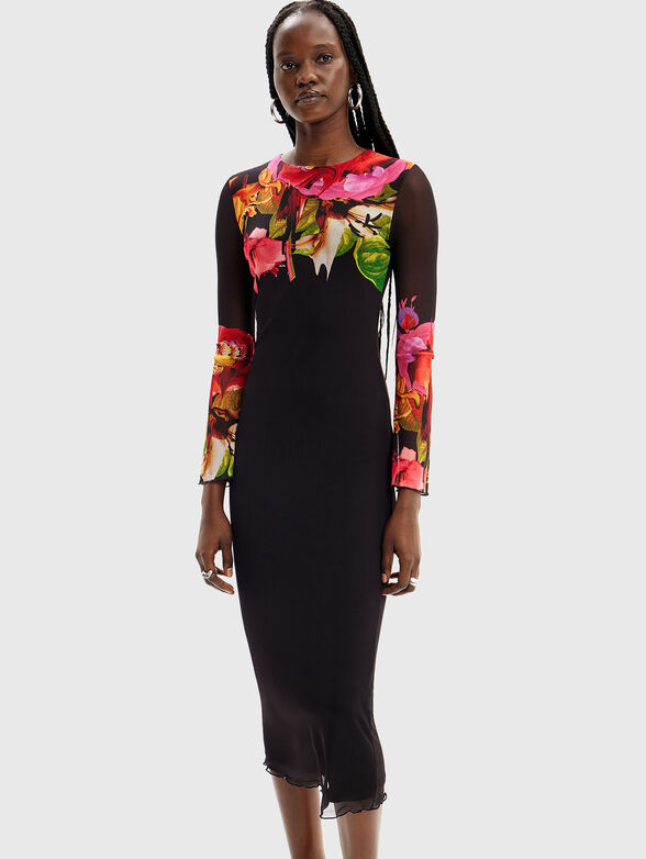 Black dress with accent print - 1