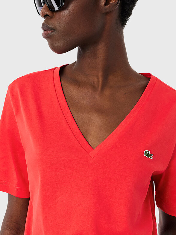 Black T-shirt with V-neck - 4