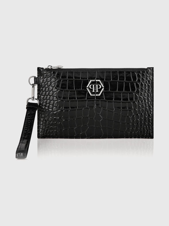 Leather clutch with logo detail - 1