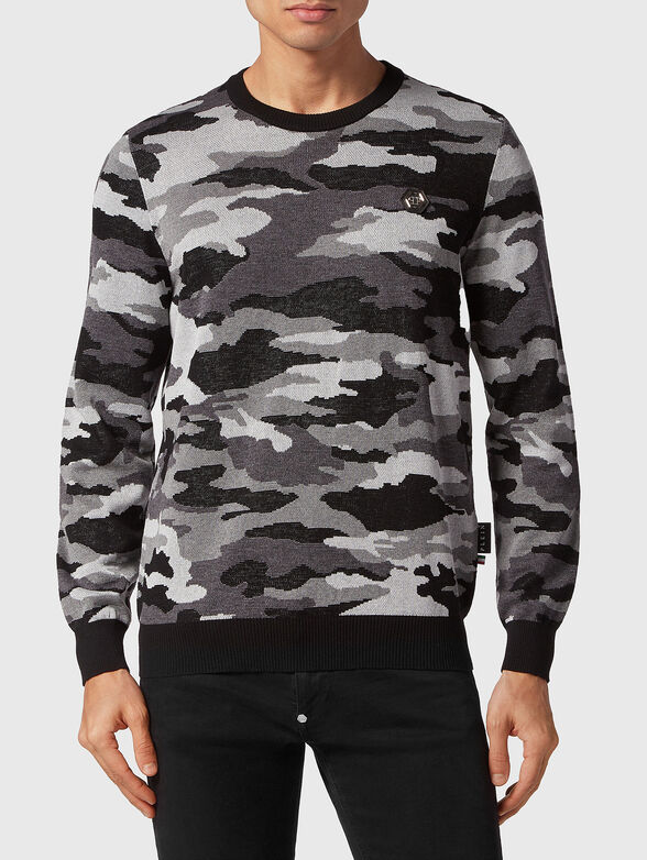 Camouflage print sweater in merino wool  - 1