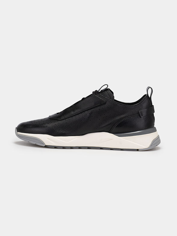 Leather sneakers in black color - 3