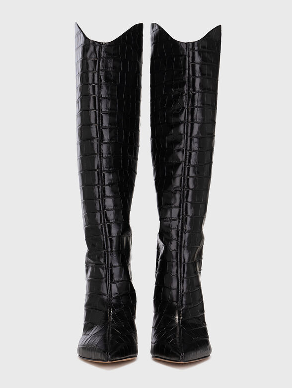 MARYANA black leather boots with croc texture - 6