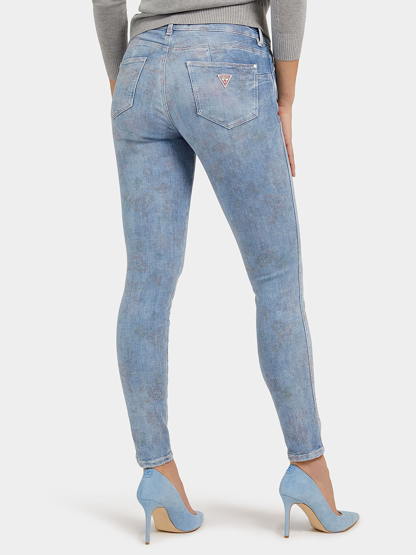 CURVE X jeans with floral print brand GUESS