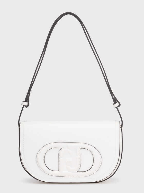 Бяла кросбоди чанта с релефен лого акцент - 1