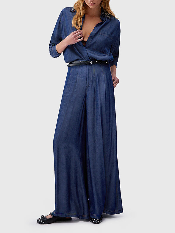 Shirt with detachable collar and floral embroidery - 2