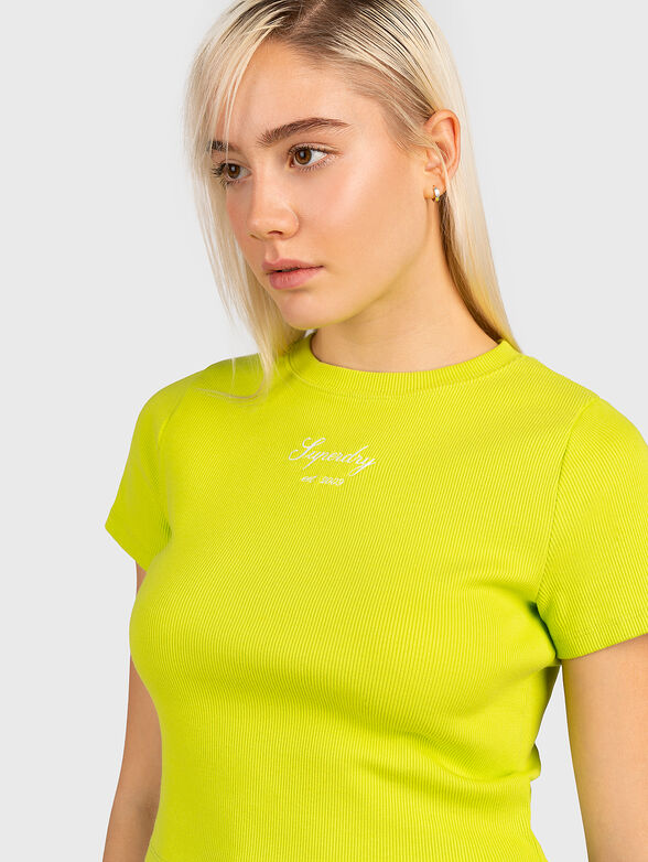 Cropped T-shirt in green color - 4