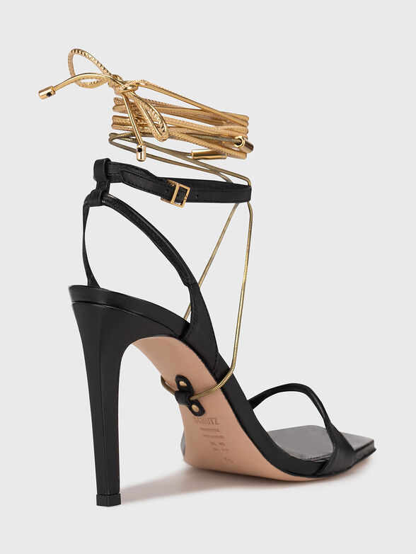 Black sandals with gold-colored accent - 2