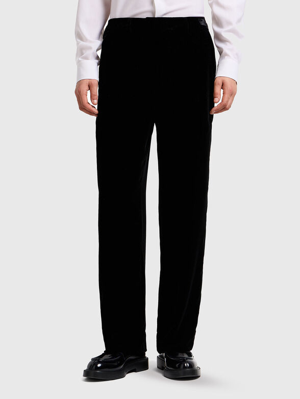 Black straight velvet trousers - 1