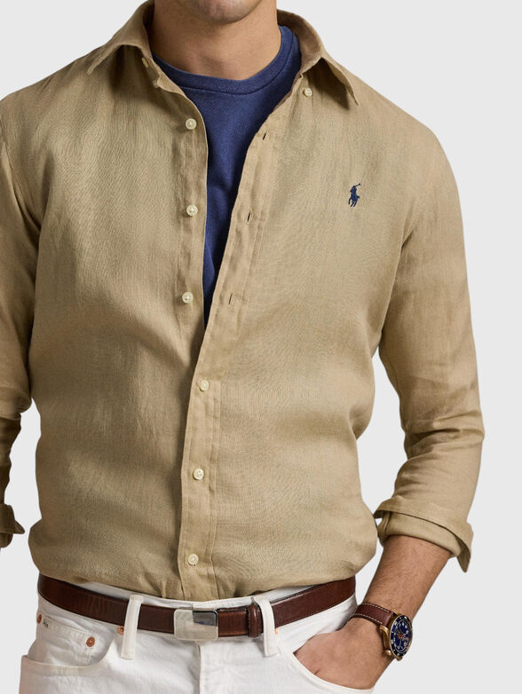 Linen shirt with logo embroidery - 4