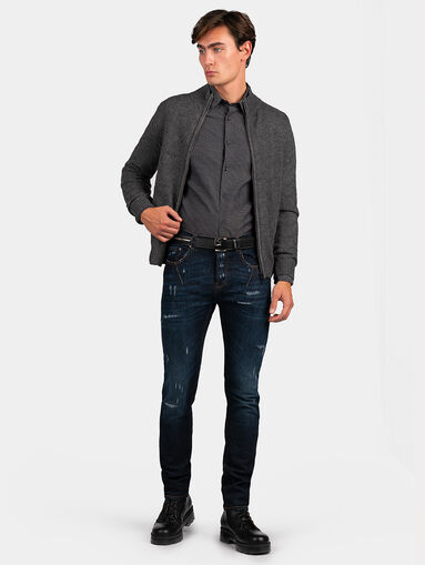 Cardigan with zipper in gray color - 5