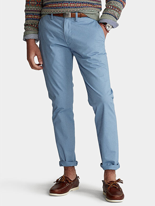 Cotton pants in blue color - 4