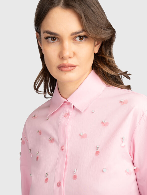 Cotton blend shirt with classic collar - 5